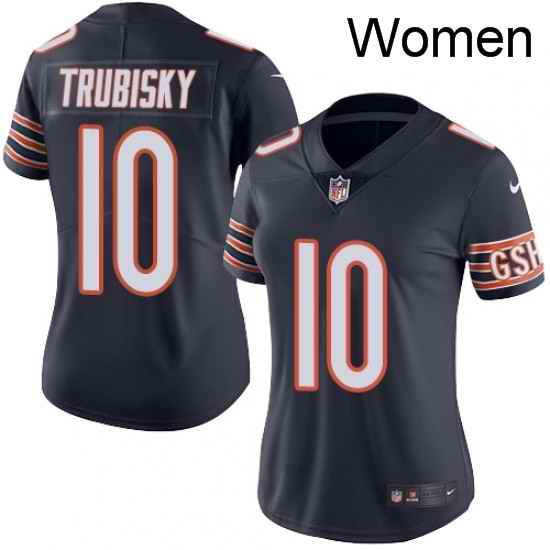 Womens Nike Chicago Bears 10 Mitchell Trubisky Navy Blue Team Color Vapor Untouchable Limited Player NFL Jersey